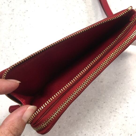 NEW COACH Vintage Y2K Double Zipper Phone Wristlet in Red Leather - Picture 5 of 6